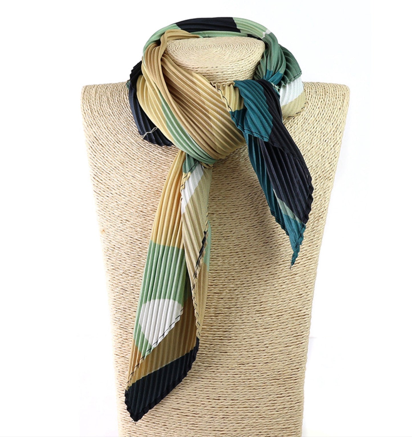 Ladies Neckerchief -Green & Beige