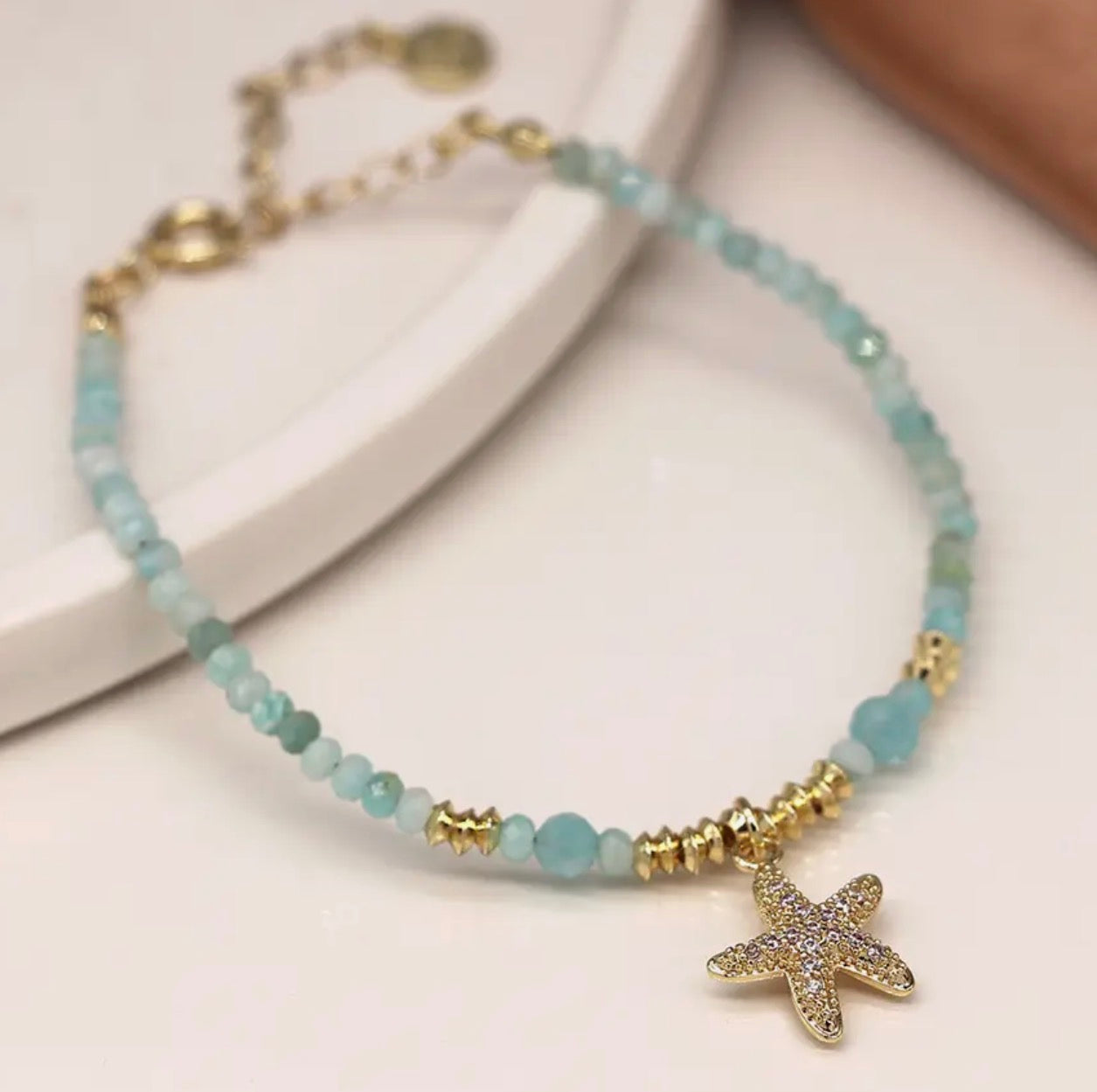 Crystal & Bead Starfish Bracelet