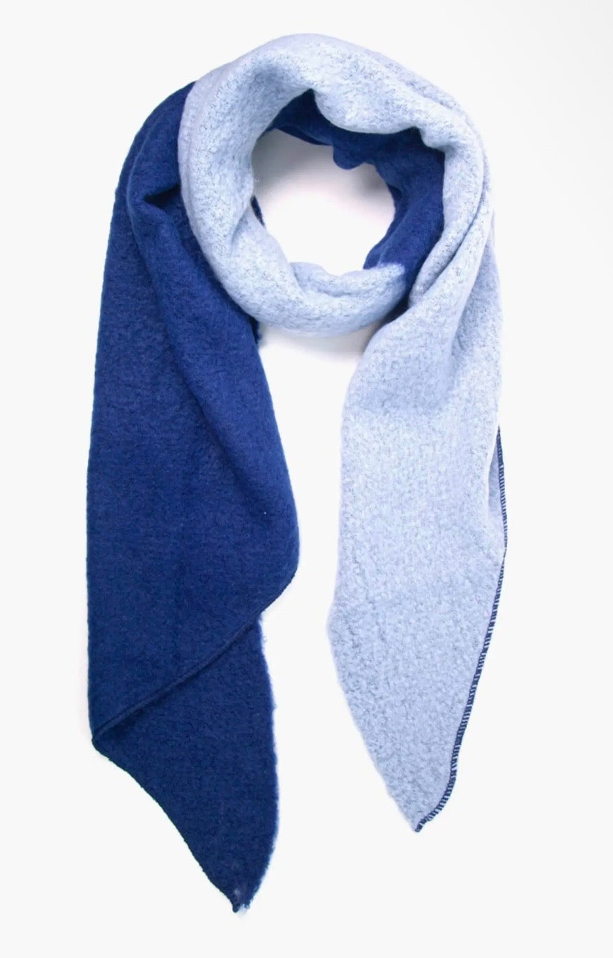 Blue colour block heavyweight scarf