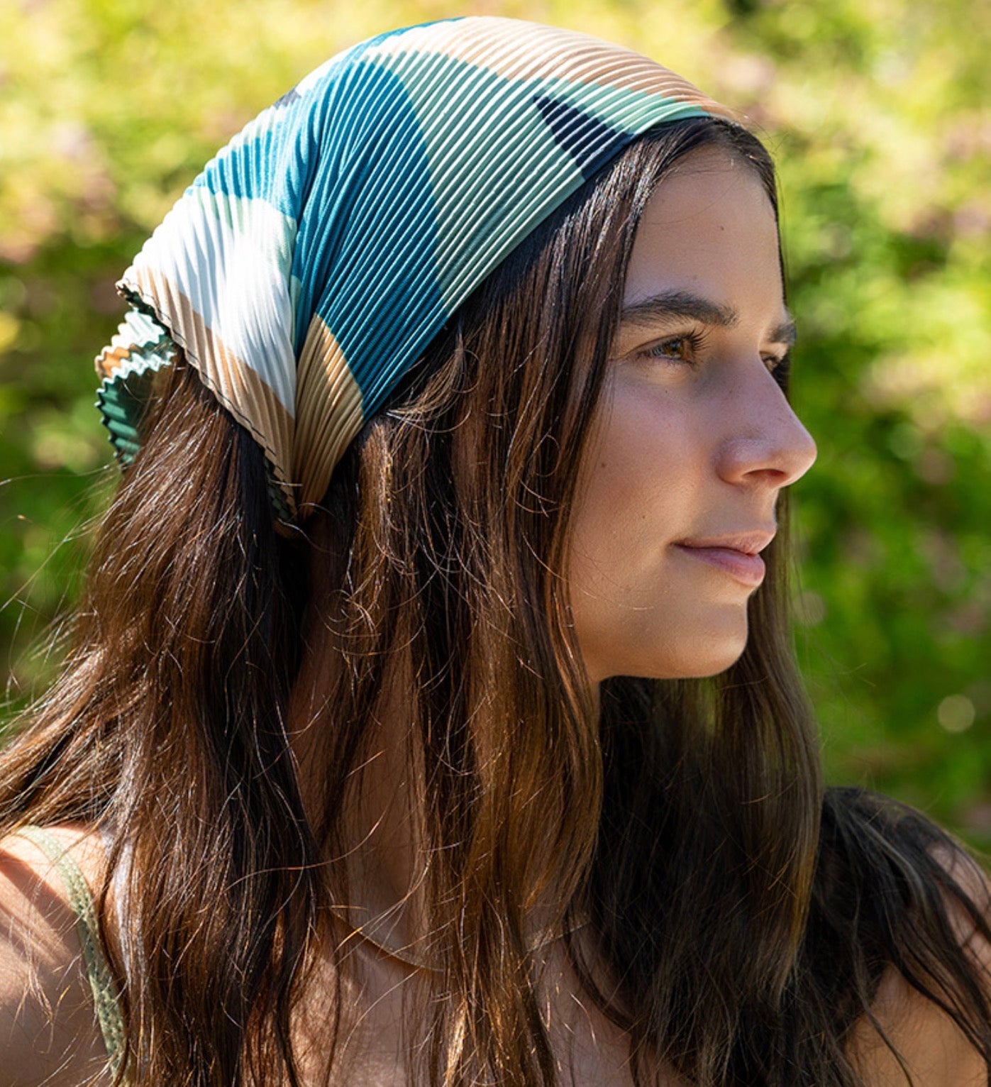 Ladies Neckerchief -Green & Beige