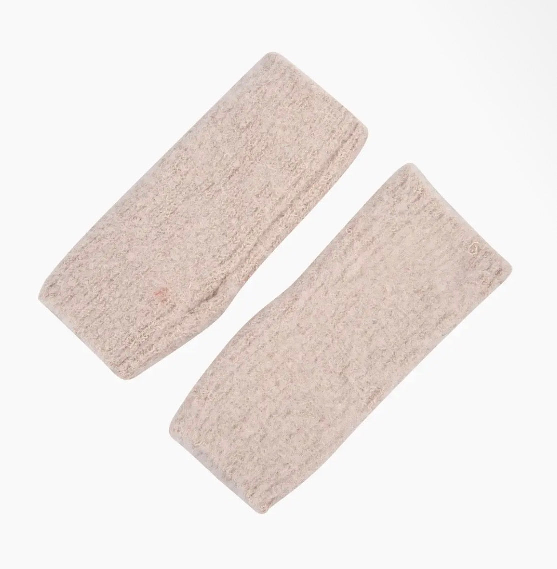 Beige textured knitted wrist warmers