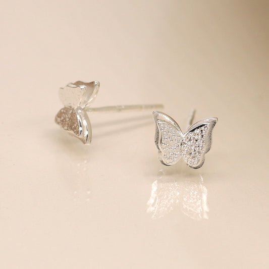 Sterling Silver foil texture Butterfly studs