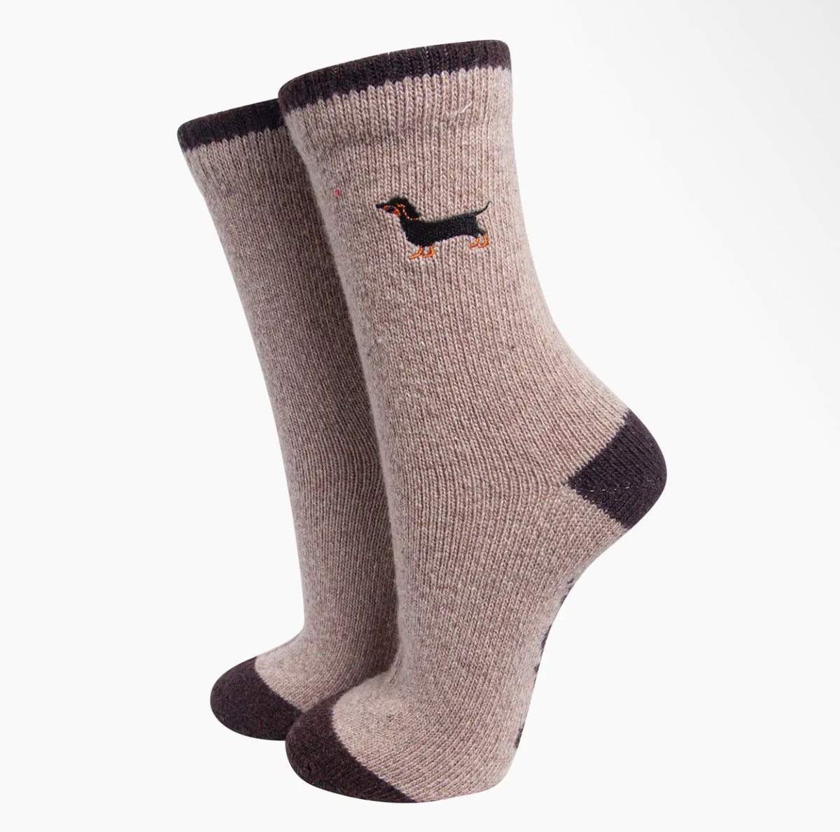 Sausage Dog Embroidered Wool Socks