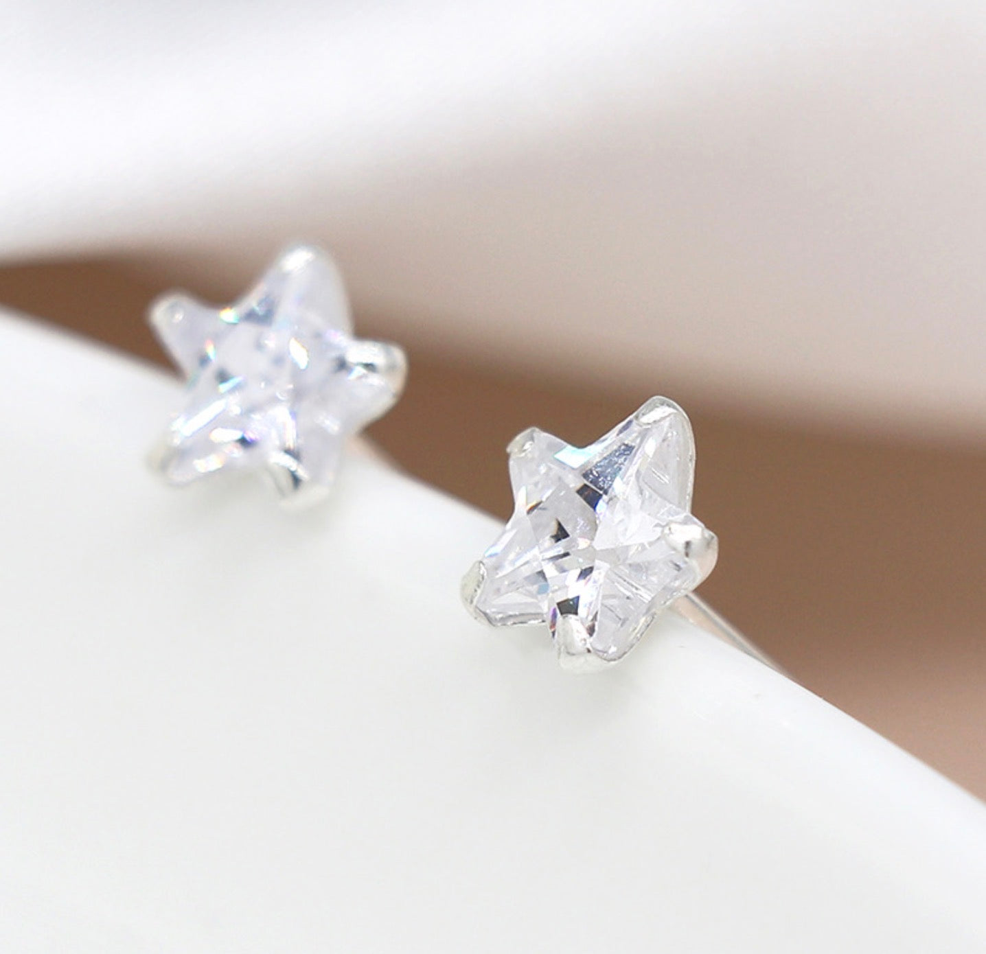 Sterling Silver Crystal Star Stud earrings