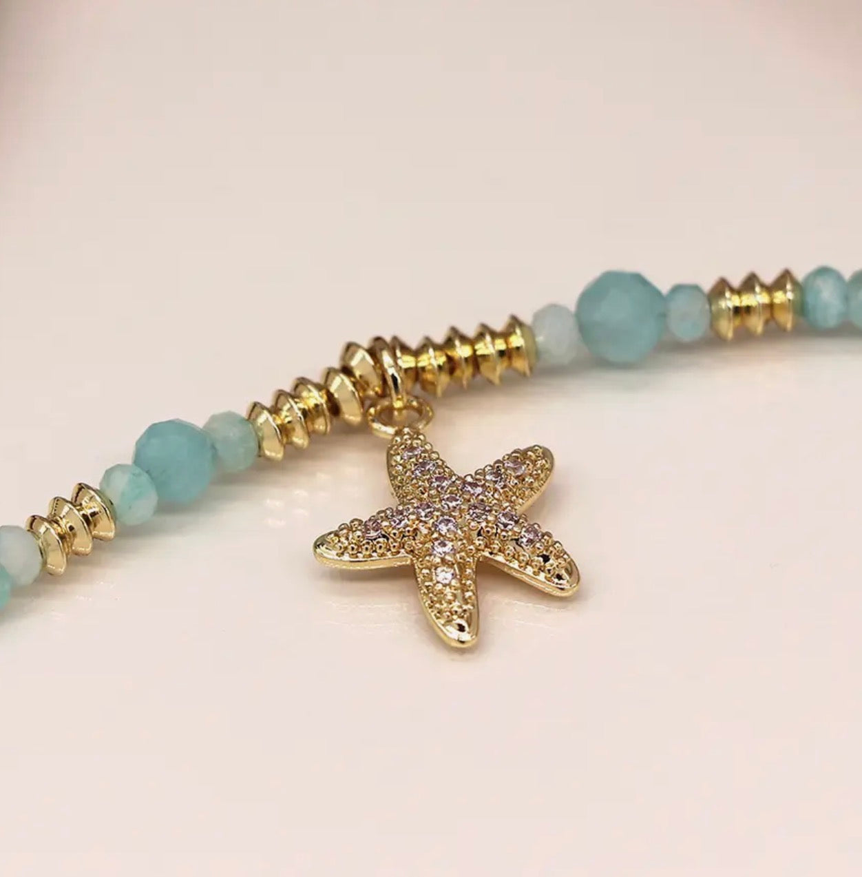 Crystal & Bead Starfish Bracelet