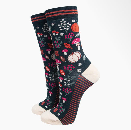 Pumpkin Floral Women’s Bamboo Socks