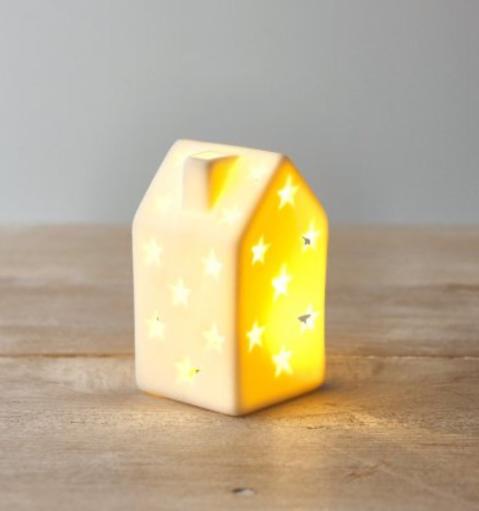 Small led starry ceramic house - 9.3cm