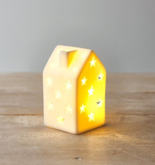 Small led starry ceramic house - 9.3cm