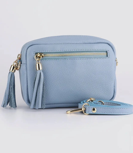 Blue Camera Bag - Leather Cross Body Bag