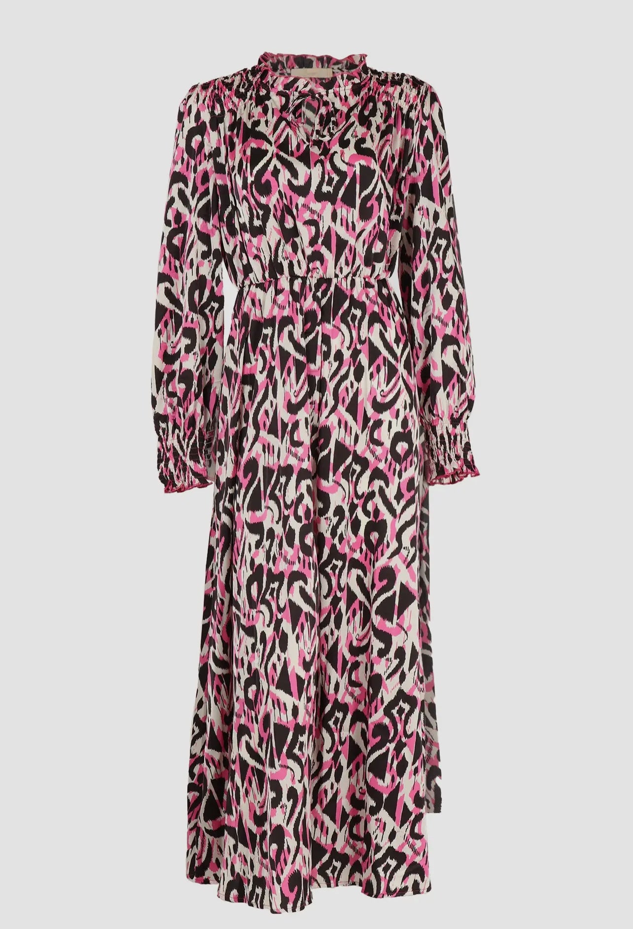 Susie Ikat Print Midi Dress in Pink