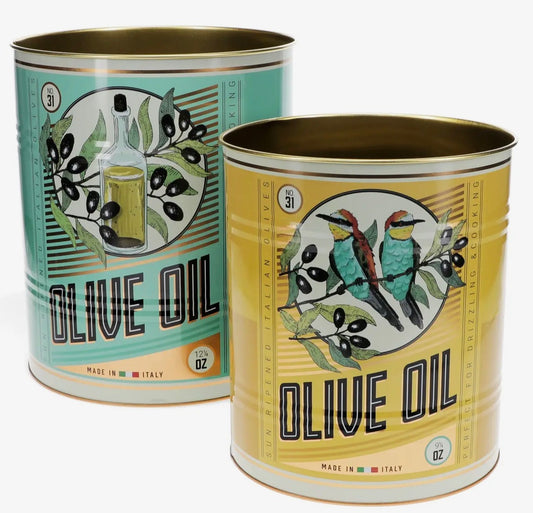 XL Decorative Storage Tins  - sold as set of 2 (Olive oil design)