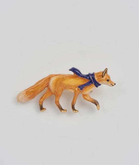 Fox Brooch- Cosy enamel 22ct gold plated fox