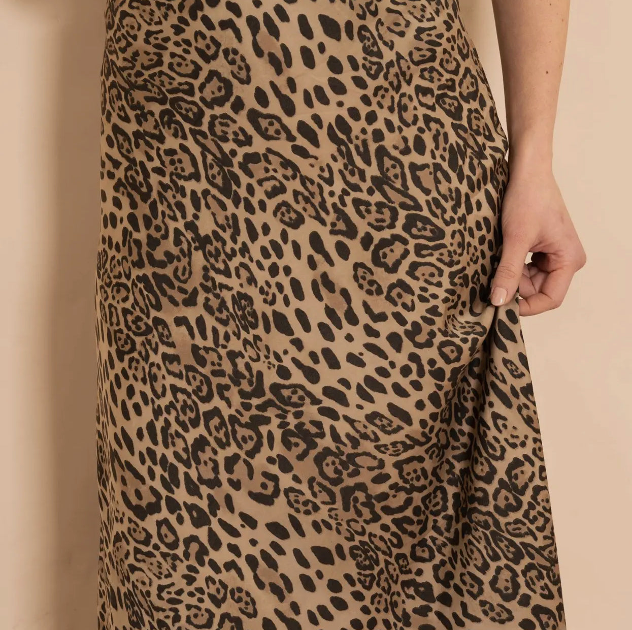Cassie Leopard Print Midi Satin Slip Skirt