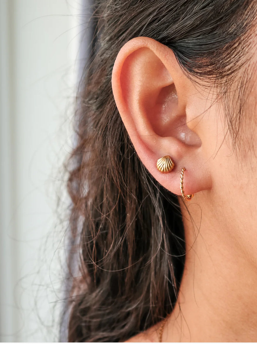 Bali Gold Twisted Stud Earrings