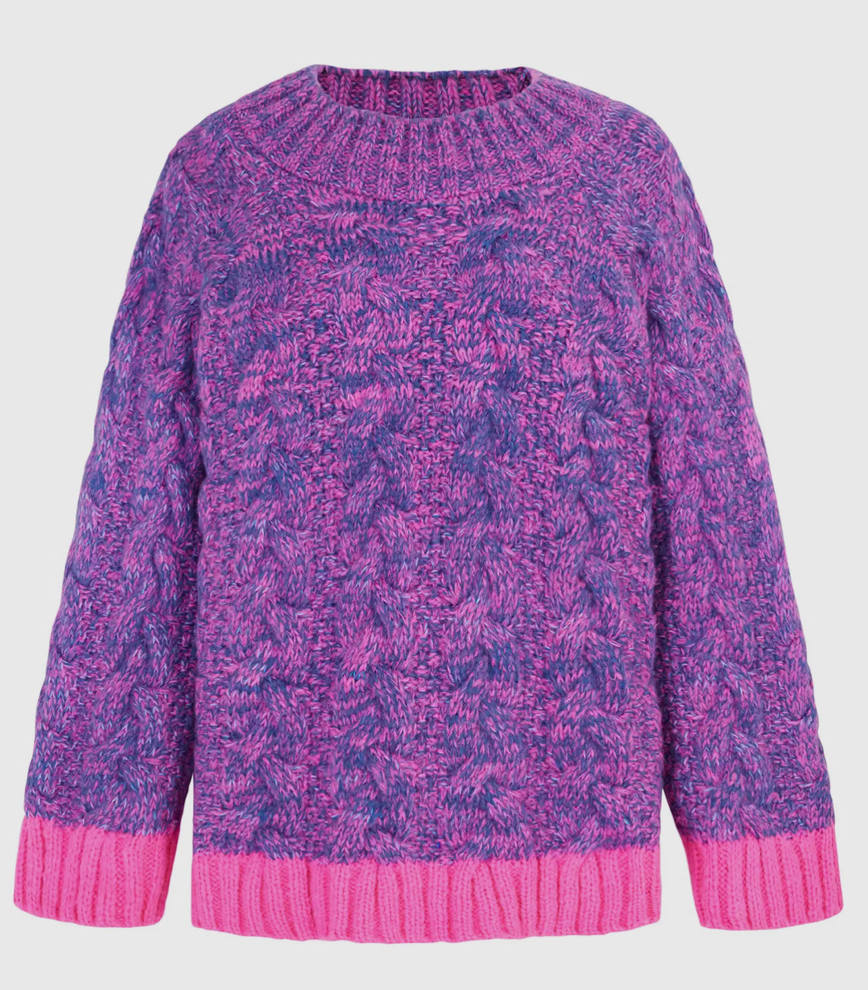 Bright Knitted Jumper - Blue & Pink Cable Knit