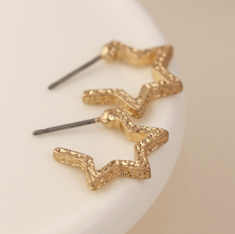 Gold Star Shape Hoop Earrings