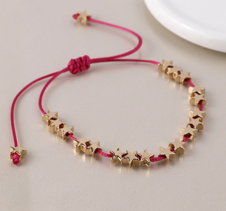 Star Cord Bracelet - Pink or Silver