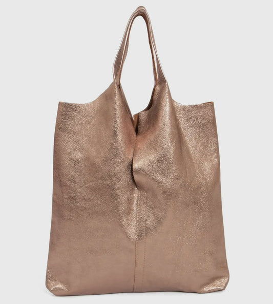 Gold Metallic Shoulder Bag -Italian Leather
