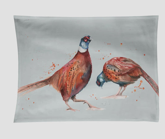 Pheasant Design Cotton Teatowel