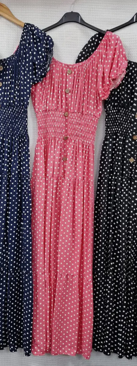 Polka Dot Maxi Bardot Summer Dress