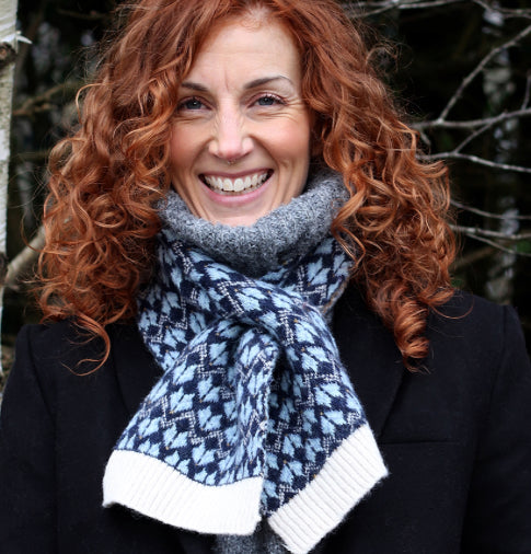 Navy & Sky Blue Patterned Pull Through Scarp