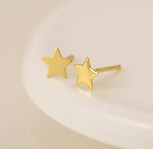 Gold Star Stud Earrings - Gold plated over sterling solver