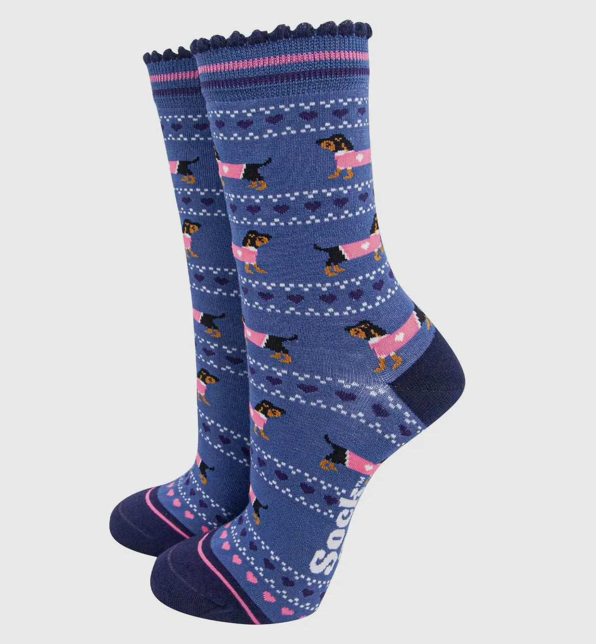 Ladies Bamboo Socks - Sausage dog in jumper