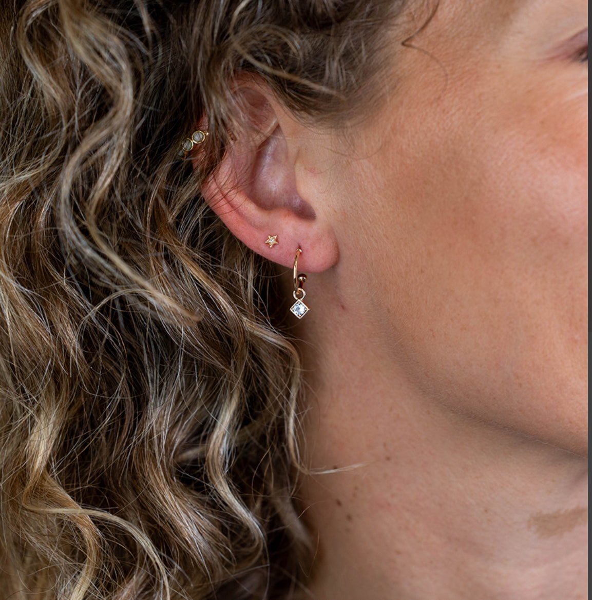 Triple Gold Plated Star Stud & Hoop Earring set