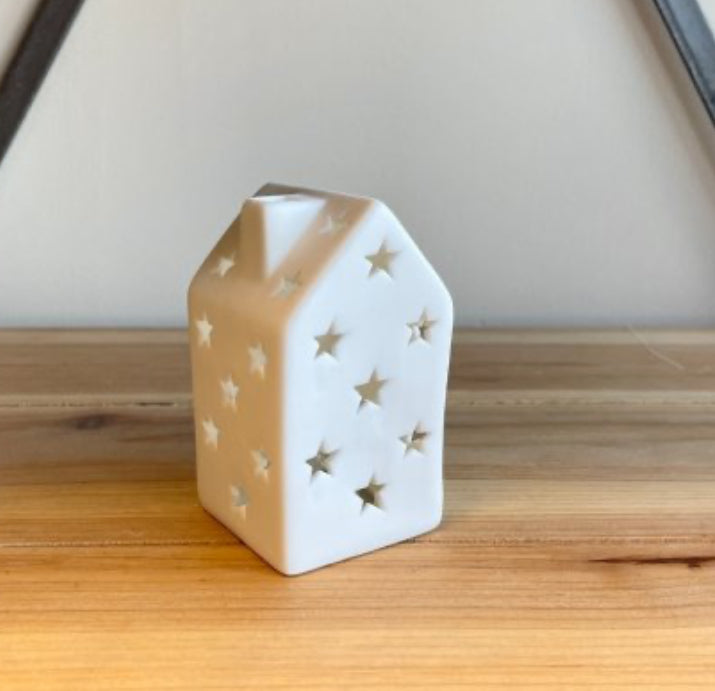 Small led starry ceramic house - 9.3cm