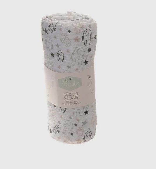 Grey Elephant Square Muslin