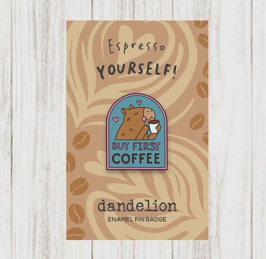 Capybara Coffee Love Pin Badge