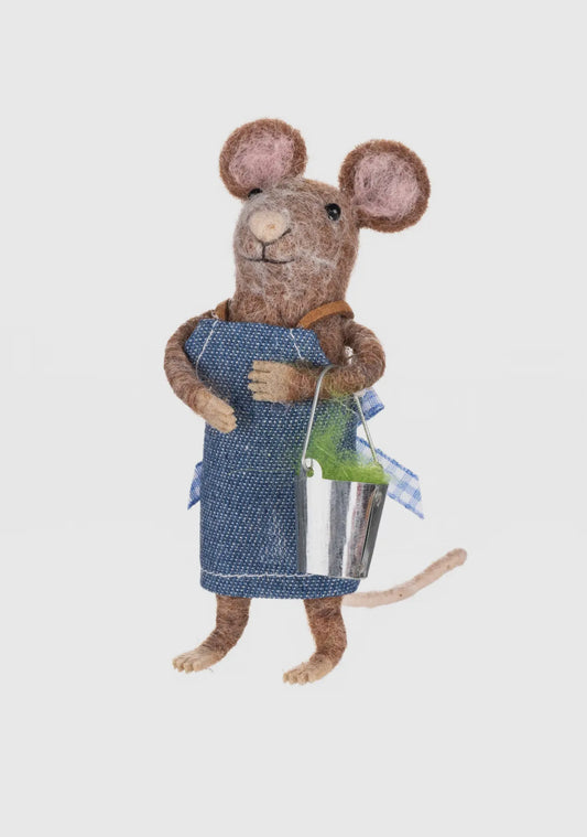 Felt Mouse with Bucket & Apron