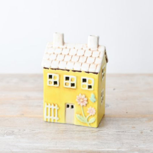 Yellow LED Light Up Cottage Ornament - 16cm