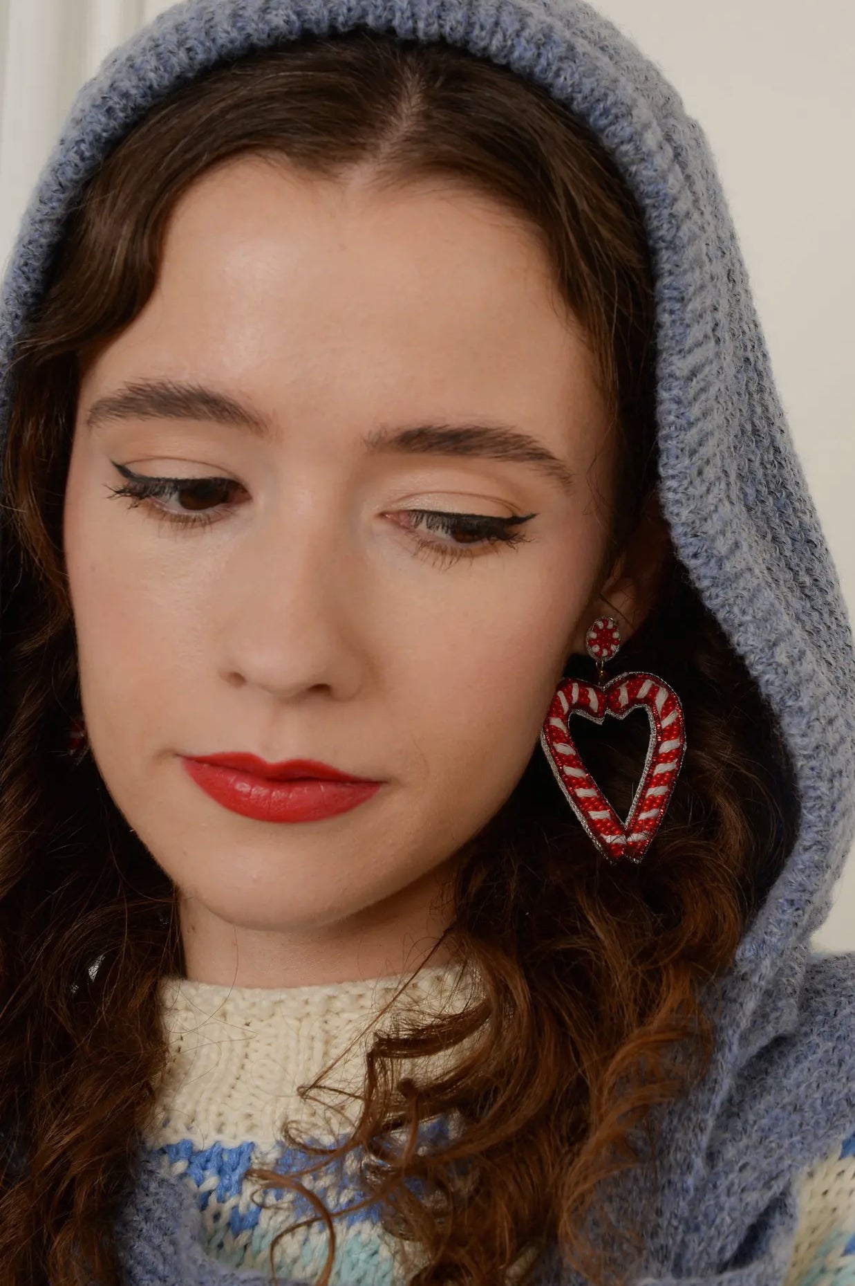 My Doris - Heart Candy Cane Earrings