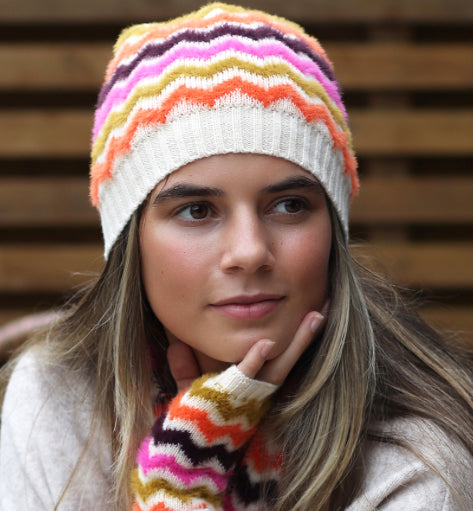 Super Soft Autumn Bright Chevron Wrist Warmers