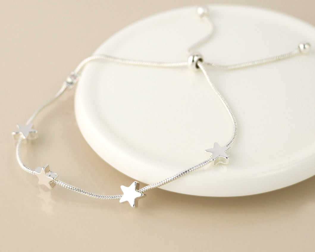 Silver Stars Adjustable Bracelet