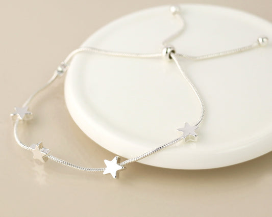 Silver Stars Adjustable Bracelet