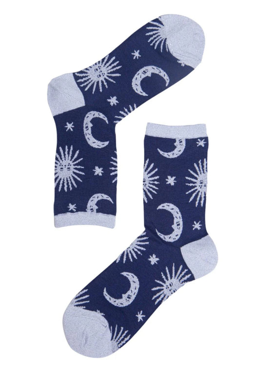 Women’s Bamboo Socks - Celestial blue & silver
