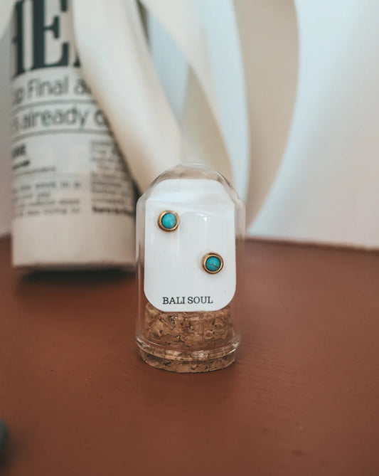 Turquoise Stone Gold Studs