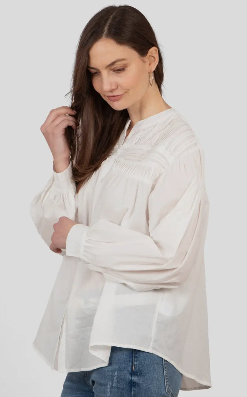 Collarless White Shirt