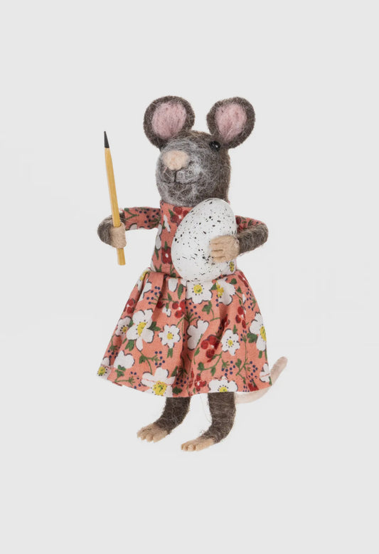 Felt Mouse Artist - Dress, Pencil and Egg