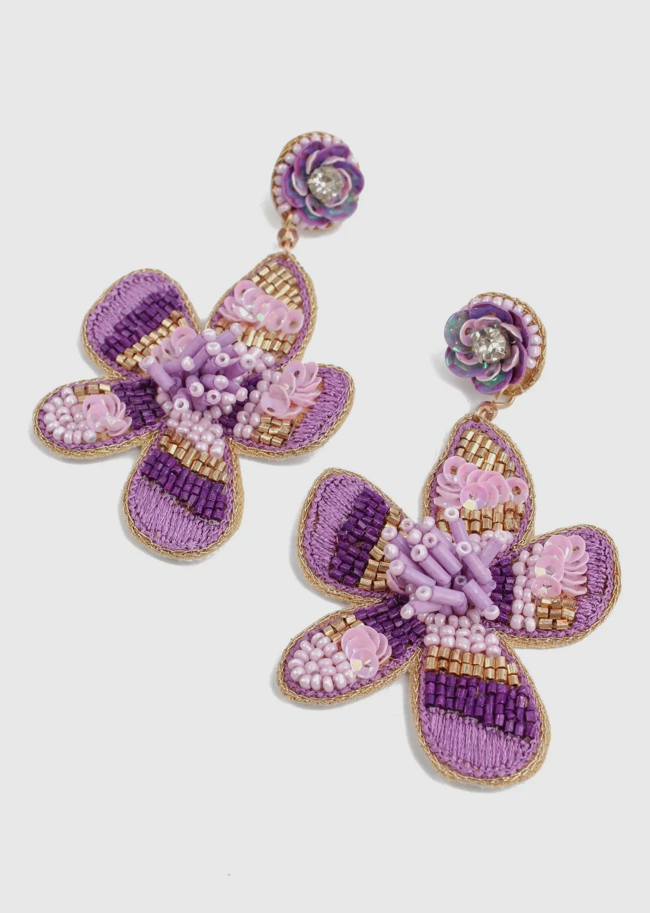My Doris Bead Flower Drop Earrings - pink or purple