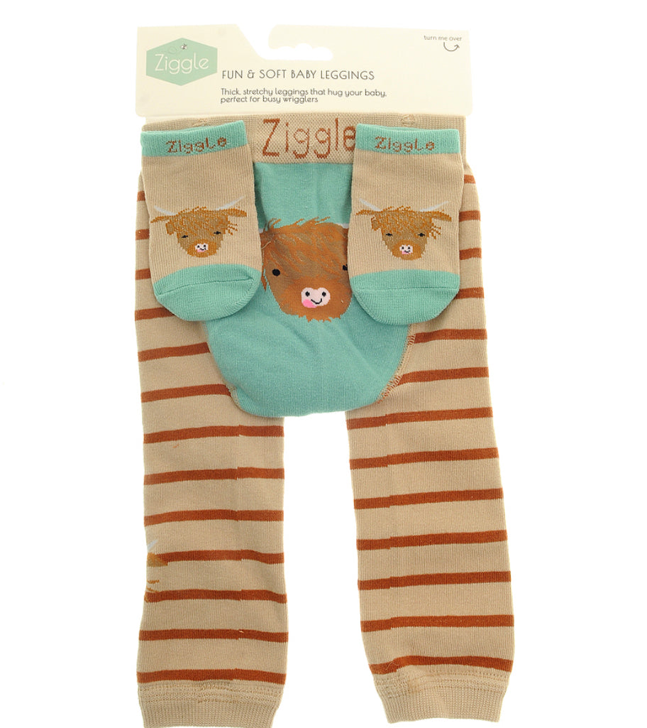 Highland Cow Leggings and Socks - 6 - 12 months