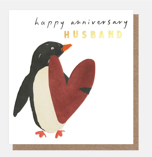 Happy Anniversary Husband - Penguin Love Card