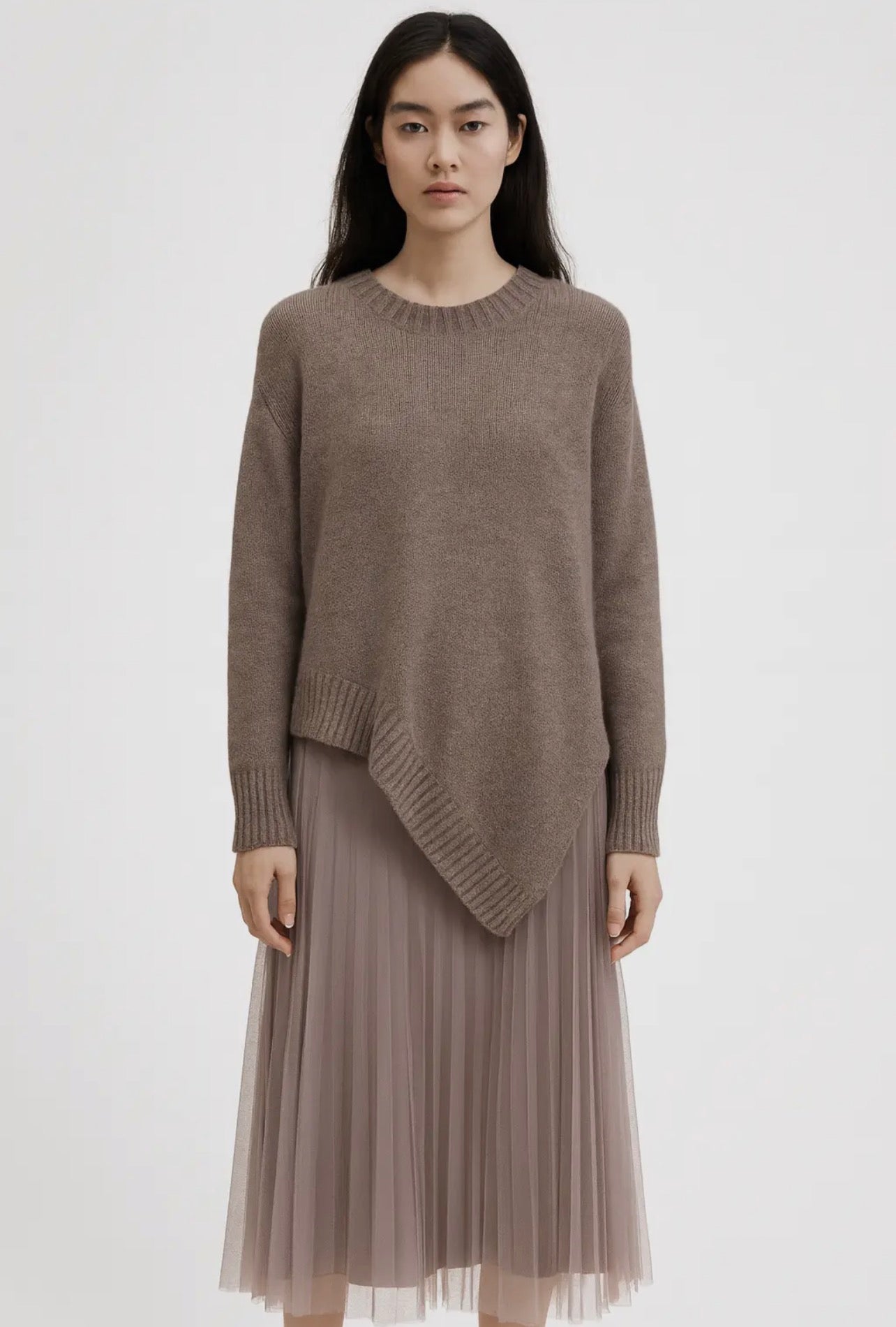 2 Piece Jumper & Dress - asymmetric soft knit jumper and tulle dress