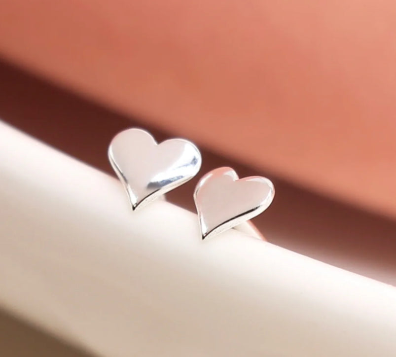 Sterling Silver Tiny Heart Studs