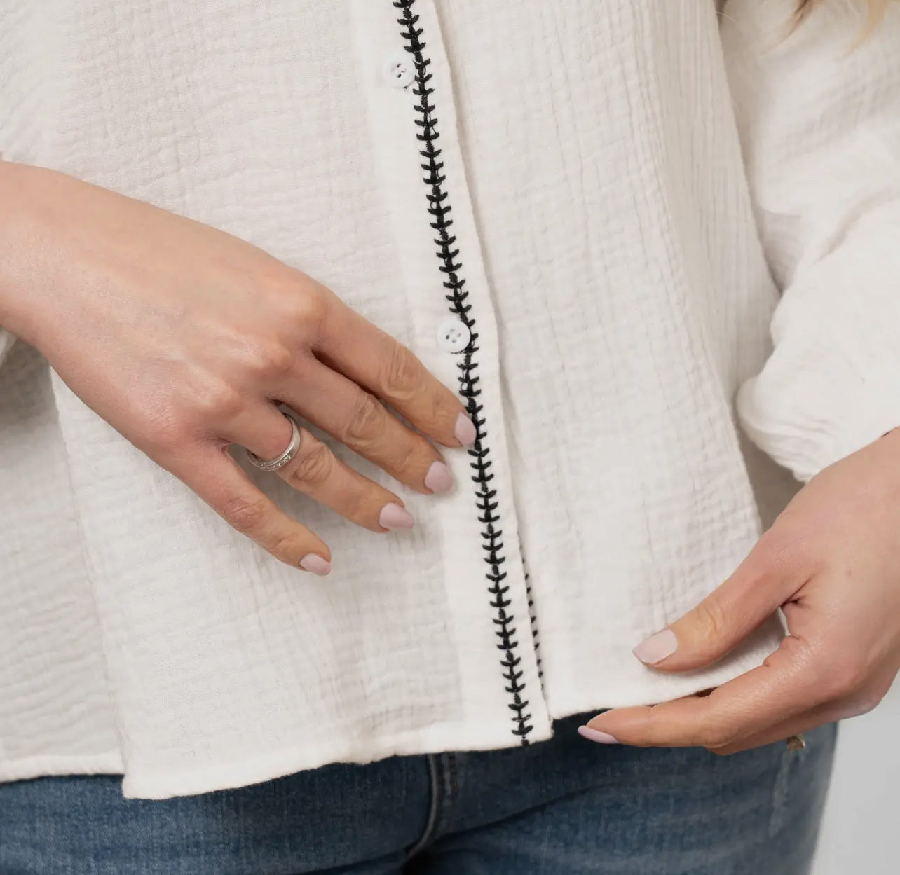 Eddie V Neck Cotton Blouse
