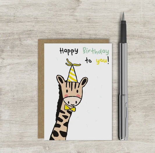 Happy Birthday Giraffe Party Mini Card