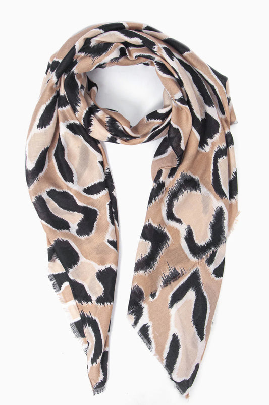Laura - Lightweight Neutral Leopard Print Scarf