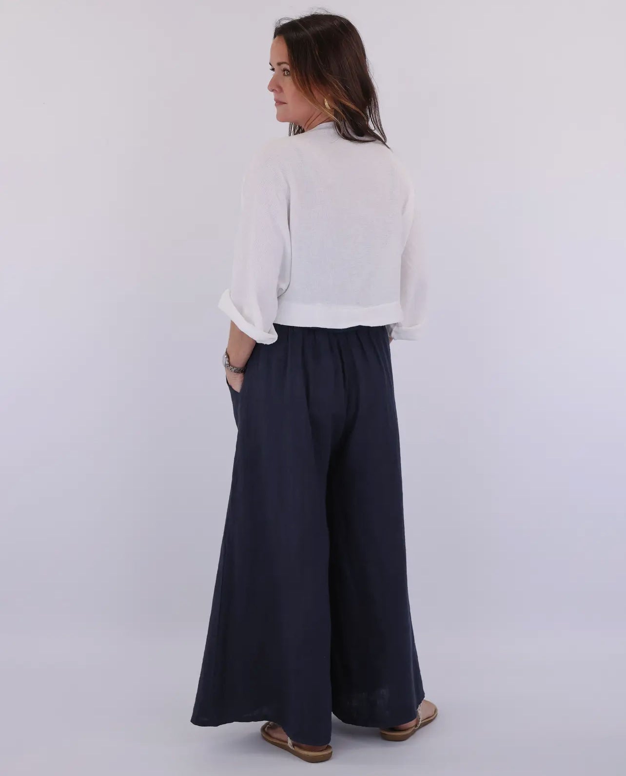 Beth Tie front Linen Cropped Jacket